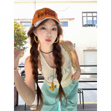 批发美式甜辣风字母印花无袖<b class='q'>背心</b>女夏季辣妹修身显瘦内搭工字吊带上衣