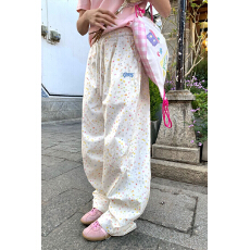 批发美式星星印花阔腿裤女2026新款高腰显瘦百搭宽松直筒运动休闲长裤