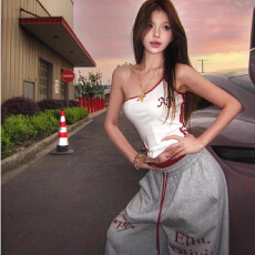 批发2026夏季新款<b class='q'>爵士舞</b><b class='q'>服装</b>女美式斜肩hiphop街舞两件套装jazz演出服