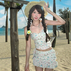 批发2026新款泳衣女分体裙式甜美可爱卡通学生少女度假温泉泳装女