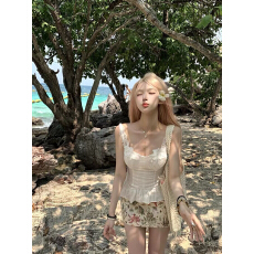 批发套装女2026夏季新款甜辣妹海边度假风蕾丝吊带背心上衣<b class='q'>碎花</b>半身裙