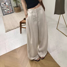 批发解构设计法式老钱风夏季气质显瘦百搭阔腿西裤宽松垂感直筒休闲裤