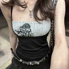 批发涉谷街头朋克美式复古辣妹y2k亚文化吊带<b class='q'>背心</b><b class='q'>中古</b>假两件抹胸上衣