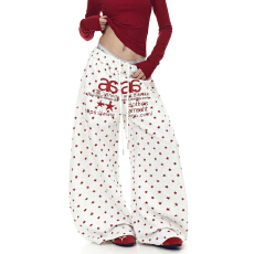 批发美式潮牌星星满印花字母弯刀卫裤男女跳舞宽松阔腿裤休闲裤春秋