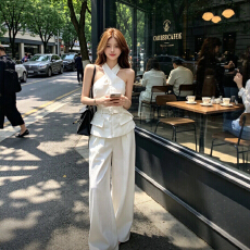 批发气质一整套ootd穿搭独特超好看的吊带上衣休闲裤两件套装2026夏季