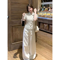 批发时尚小个子白色波点印花衬衫女夏日<b class='q'>韩</b>版甜美<b class='q'>风</b>设计感纽扣短袖上衣