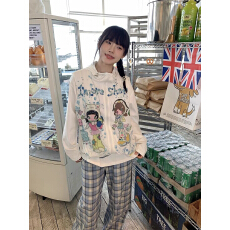 批发甜美软妹可爱卡通女孩印花连帽<b class='q'>马甲</b>上衣新款涂鸦简约休闲显瘦百搭