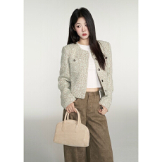 批发小香风短外套女秋季新款高级感韩系气质时尚粗花呢上衣