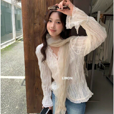 批发韩系穿搭2026秋季法式重工<b class='q'>雪纺</b><b class='q'>衬衫</b>女<b class='q'>长袖</b>V领褶皱上衣