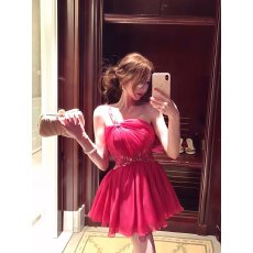 批发Catyears猫年 矜贵姐姐~高垂感斜肩纱裙抽褶设计蕾丝拼接<b class='q'>连衣裙</b>女