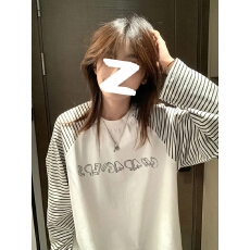 批发实价 220g纯棉 +后包领 撞色拼接条纹明线<b class='q'>长袖</b>T恤女