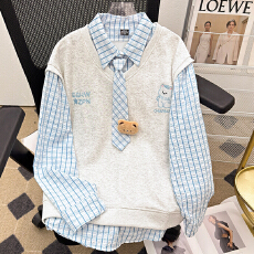 批发实拍实价 纯棉华棉 加绒420g/薄款320g 原版做工假两件<b class='q'>卫衣</b>带<b class='q'>小熊</b>