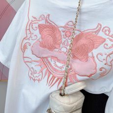 批发实价 220克纯棉 +后包边 <b class='q'>中国风</b>醒狮前后刺绣短袖T恤女夏季新中式