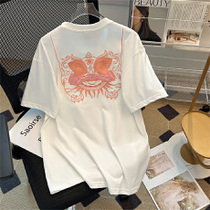 批发实拍实价 220克纯棉 +后包边 <b class='q'>中国风</b>醒狮前后刺绣短袖T恤女新中式