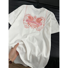批发实拍实价 220克纯棉 +后包边 <b class='q'>中国风</b>醒狮前后刺绣短袖T恤女新中式