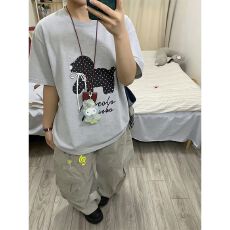 批发实价 220g纯棉 螺纹领口 +后包边 立体蝴蝶结+刺绣短袖T恤<b class='q'>男</b>女