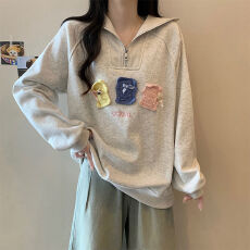 批发实价 320克纯棉华棉 +后包 polo领半拉链立体<b class='q'>小熊</b><b class='q'>卫衣</b>外套男女
