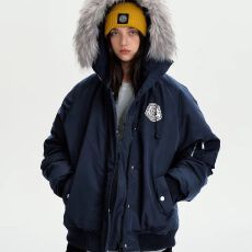 批发羽绒棉服女2026年<b class='q'>新款</b>冬季工装派克服大毛领情侣加厚棉袄棉衣外套