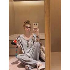 批发新款时尚百搭休闲短袖T恤+条纹披肩+松紧腰<b class='q'>休闲裤</b>3件套