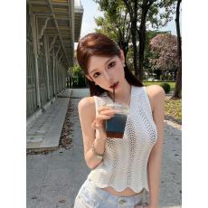 批发新款设计感纯欲性感无袖镂空吊带<b class='q'>背心</b>