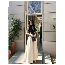 批发新款设计感修身中式<b class='q'>蕾丝</b>刺绣镂空无袖背心+松紧腰半身裙套装