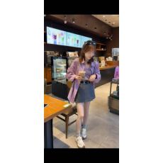 批发新款时尚宽松<b class='q'>百搭</b>气质减龄显瘦衬衣+背心两件套