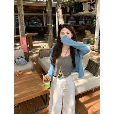 批发新款<b class='q'>韩版</b>时尚针织<b class='q'>开衫</b>+吊带背心+垂感休闲裤+腰带4件套