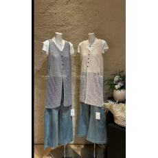 批发新款<b class='q'>中长款</b>宽松显瘦百搭镂空针织衫无袖背心裙+ <b class='q'>T</b><b class='q'>恤</b>两件套