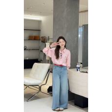 批发新款韩系复古时尚休闲彩色刺绣苎麻衬衣