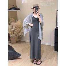 批发新款时尚慵懒<b class='q'>不规则</b>薄款防晒<b class='q'>外套</b>+气质修身连衣裙两件套