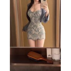 批发新款辣妹性感修身蕾丝包臀短款<b class='q'>连衣裙</b>+蕾丝拼接短款小开衫套装