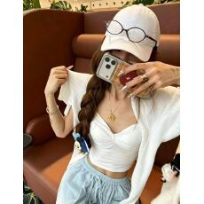 批发新款超火纯欲辣妹纽结吊带背心+小开衫+松紧腰休闲<b class='q'>裤</b>3件套