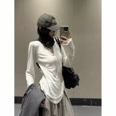 批发韩系辣妹性感修身镂空露背v领打底衫+松紧腰<b class='q'>条纹</b>休闲裤套装