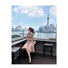 批发新款高级感轻奢名媛风显瘦收腰风衣<b class='q'>外套</b>+松紧腰<b class='q'>不规则</b>套装