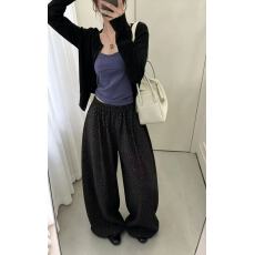 批发新款甜美百搭<b class='q'>宽松</b>简约吊带+开衫+松紧腰波点休闲裤3件套