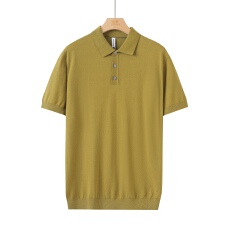 批发老钱风男装黑色天丝棉翻领上衣t恤短袖夏季商务修身针织polo衫 