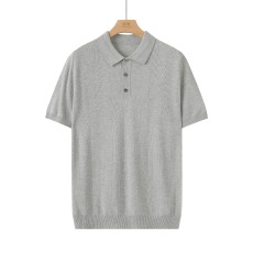 翻领条纹男士短袖polo衫夏季商务休闲老钱风套头针织衫