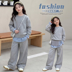 批发女<b class='q'>童</b><b class='q'>韩</b>系运动<b class='q'>套装</b>2026年春季新款中大<b class='q'>童</b>假两件卫衣卫裤两件套春装