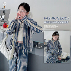 批发<b class='q'>女童</b>套<b class='q'>装</b><b class='q'>春秋</b>2026年新款中大童花边立领<b class='q'>外套</b>阔腿裤条纹两件套韩系