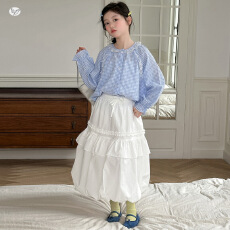 批发<b class='q'>女童</b>春<b class='q'>夏</b>甜美<b class='q'>套装</b>2026年新款中大童格子花边衬衫花苞半身裙两件套