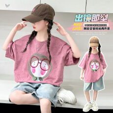 女童休闲套装2026夏季新款中大童印花T恤牛仔中裤两件套夏装薄款