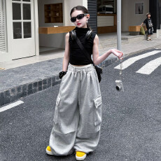 女童美式爵士舞服套装2026年夏季新款中大童背心工装裤两件套夏装