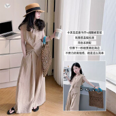 批发女童老钱风无袖套装2026夏新款中大童抽绳马甲阔腿裤长裤轻薄<b class='q'>夏装</b>