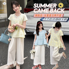 批发<b class='q'>女</b><b class='q'>童</b><b class='q'>甜美</b><b class='q'>套装</b><b class='q'>2026</b>夏新款中<b class='q'>大</b><b class='q'>童</b>蕾丝拼接上衣花边阔腿裤<b class='q'>夏</b>装两件套