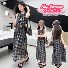 批发女<b class='q'>童</b><b class='q'>韩</b>系无袖<b class='q'>格子裙</b><b class='q'>套装</b>2026夏新款中<b class='q'>大</b><b class='q'>童</b>收腰背心上衣半身裙长裙