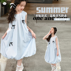 批发<b class='q'>女</b><b class='q'>童</b>甜美花苞裙2026夏季新款中大童蝴蝶结背心裙公主裙无袖蓬蓬裙