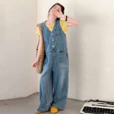 批发<b class='q'>女</b>童牛仔<b class='q'>背带裤</b>套装2026夏季新款中大童修身短袖T恤直筒裤<b class='q'>连体裤</b>