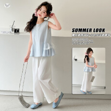 批发<b class='q'>女</b><b class='q'>童</b><b class='q'>套</b>装<b class='q'>夏装</b>2026新款<b class='q'>韩国</b><b class='q'>童</b>装<b class='q'>女</b>大<b class='q'>童</b>夏季无袖娃娃衫初中生休闲裤