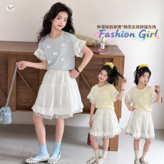 批发<b class='q'>女童</b>短<b class='q'>袖</b>连衣裙套装2026新款12女大童夏季<b class='q'>公主裙</b>夏装泡泡裙两件套