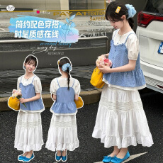 批发<b class='q'>女童</b>夏<b class='q'>季</b>短袖假两件格子<b class='q'>衬衫</b>套装2026新款女大童夏装半身裙两件套